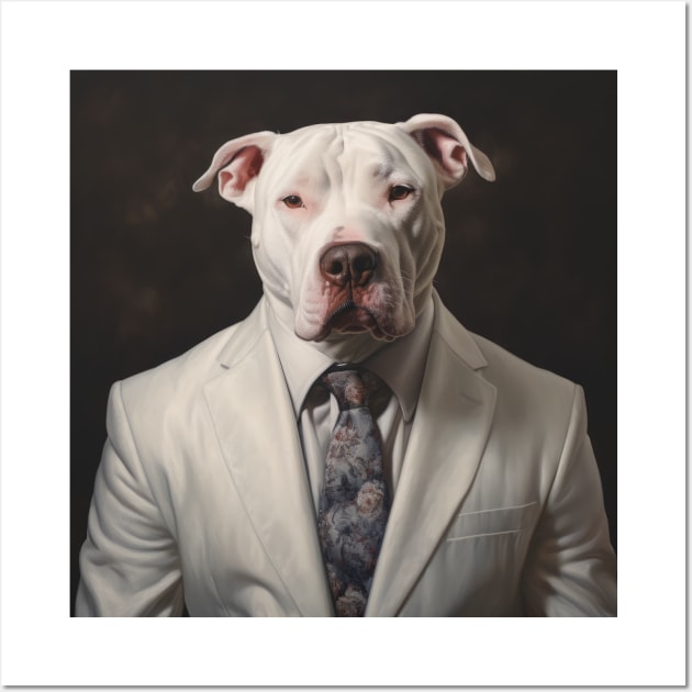 Dogo Argentino Dog in Suit Wall Art by Merchgard